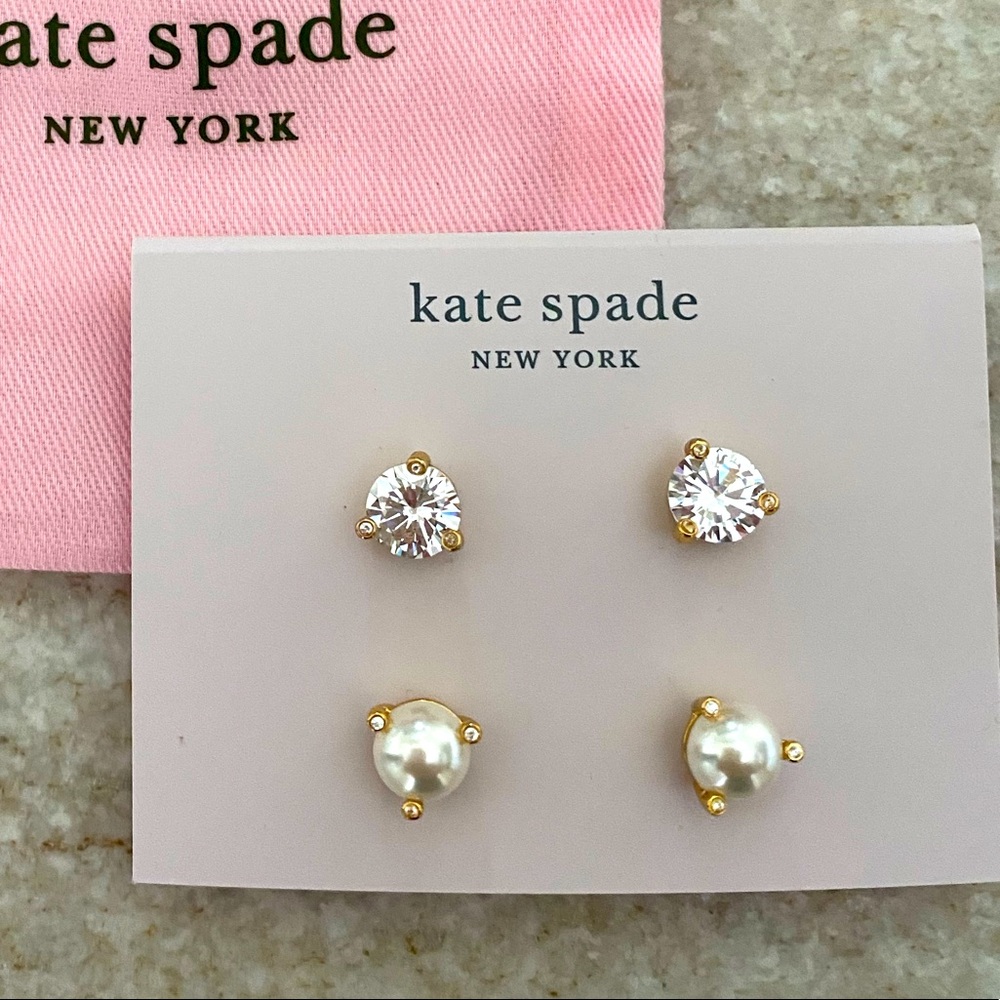 Kate Spade Rise and Shine Diamond and Pearl Stud Earrings